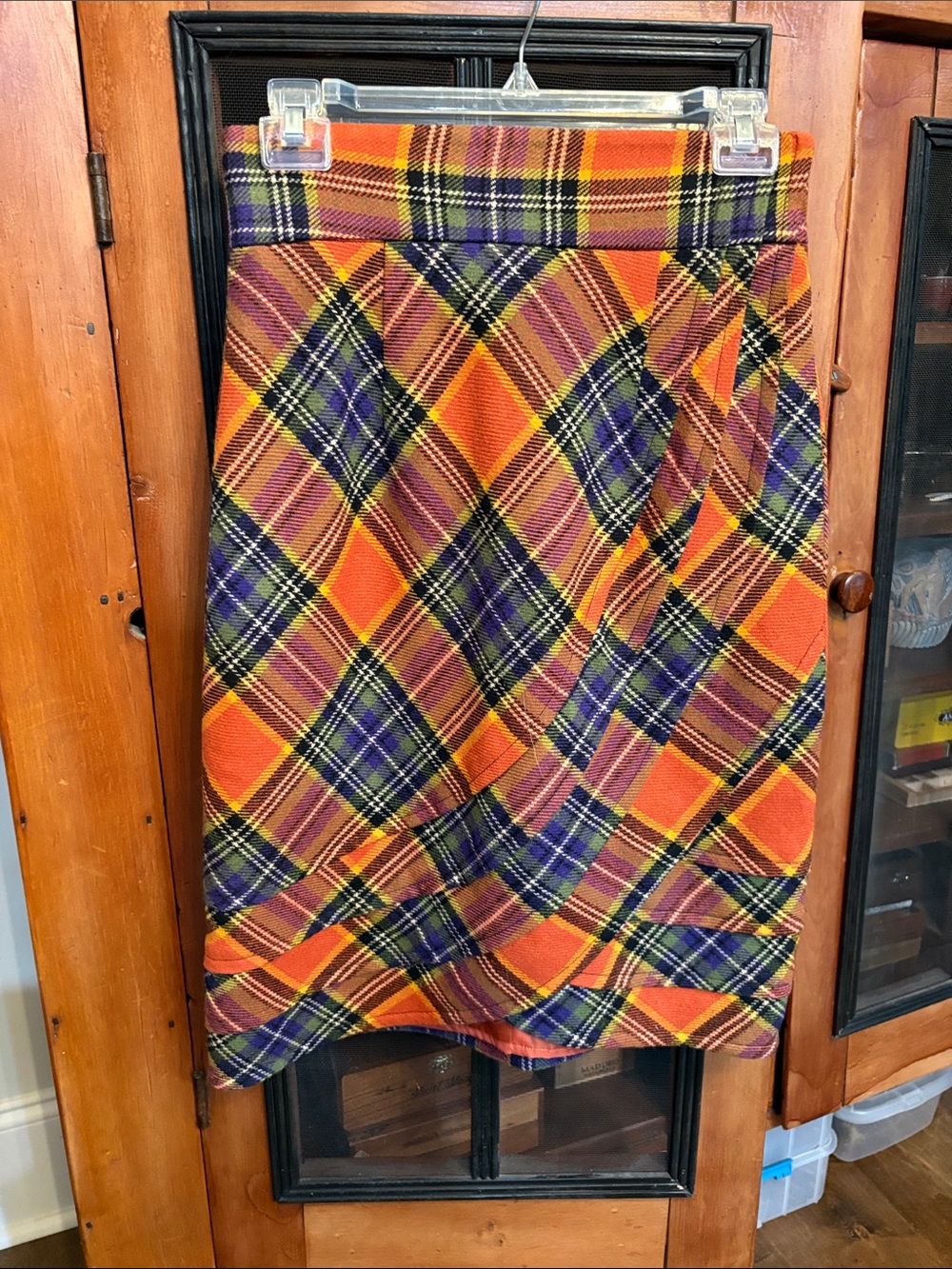 Plenty by Tracy Reese Orange Plaid Pencil Skirt with Purple and Black Accents